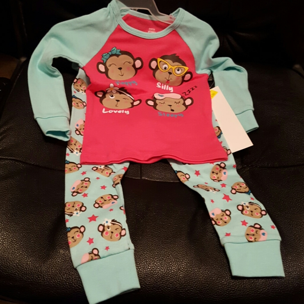 Monkey 2 piece pajama set size 2T